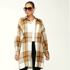 Fall Favorites! Women's Classic long Woolen Button Down Plaid with Pockets